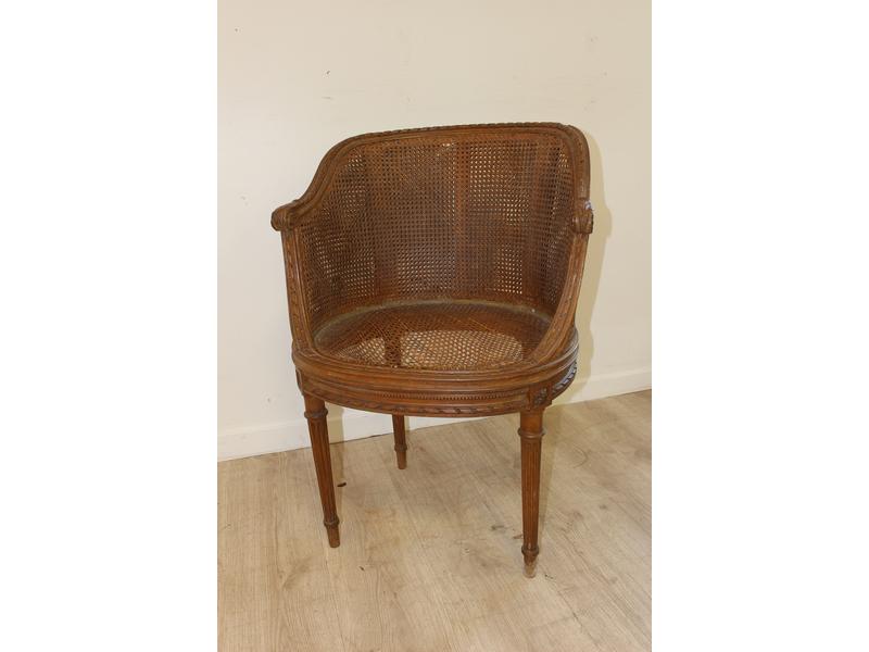 FAUTEUIL DE BUREAU gondole canné en chêne...