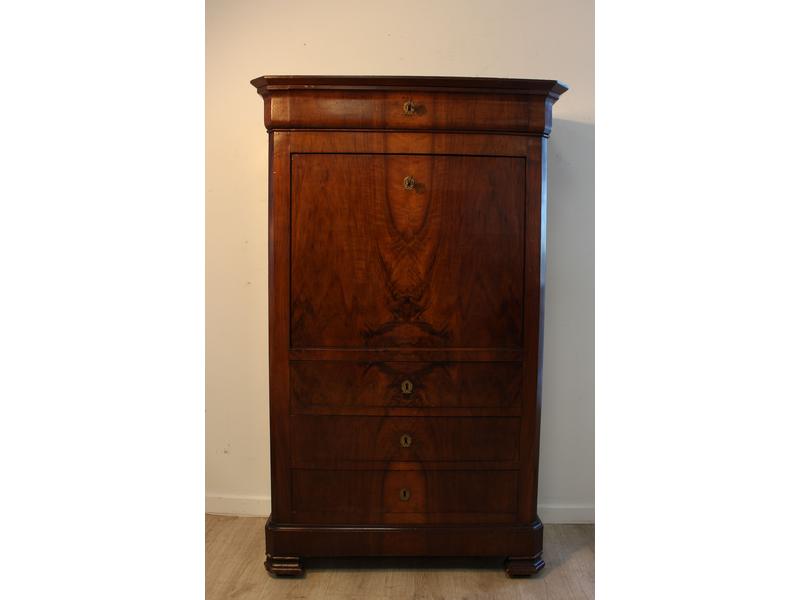 SECRETAIRE rectangulaire en acajou et placage...