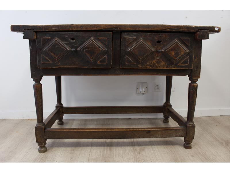TABLE BUREAU rectangulaire en chêne ciré...
