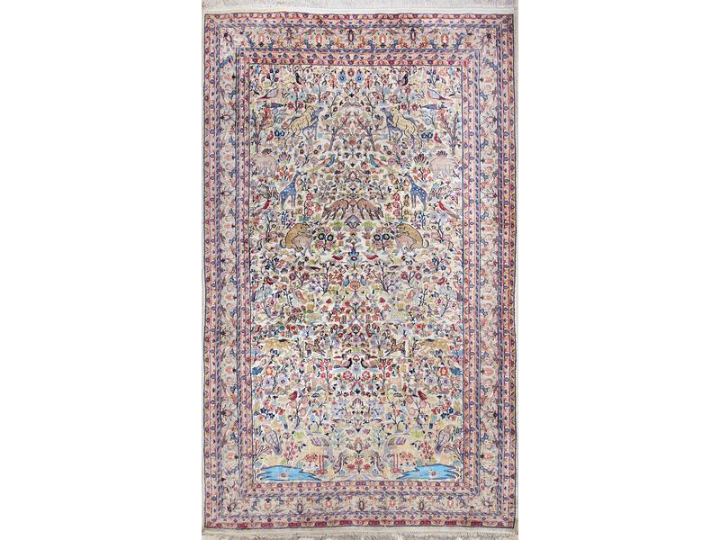 TAPIS en laine et soie à motifs de paradis...