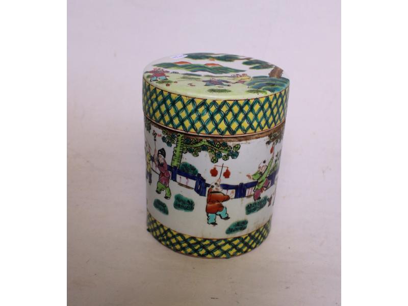 POT A GINGEMBRE cylindrique couvert en porcelaine...