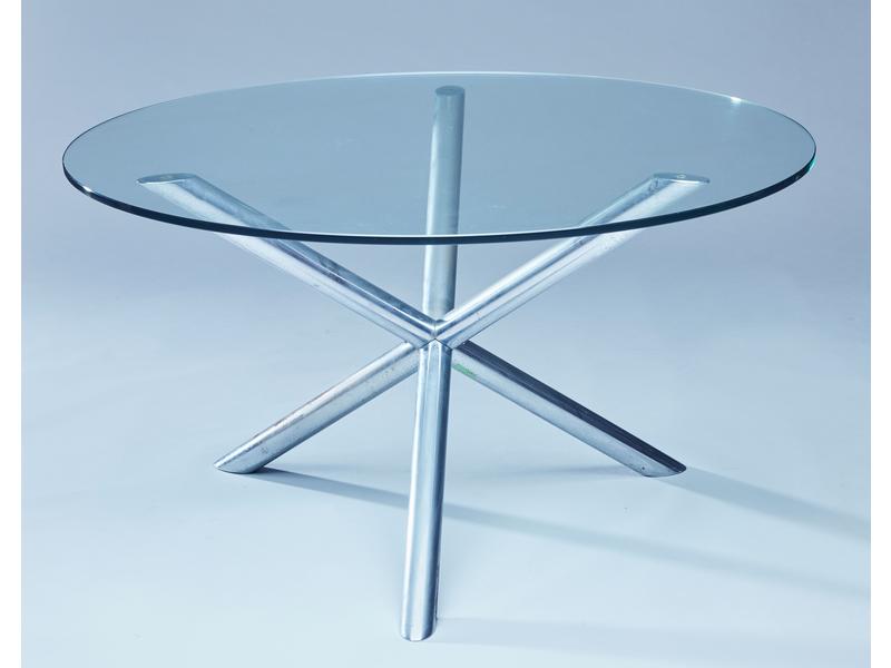 TABLE ronde à plateau en verre et piètement...