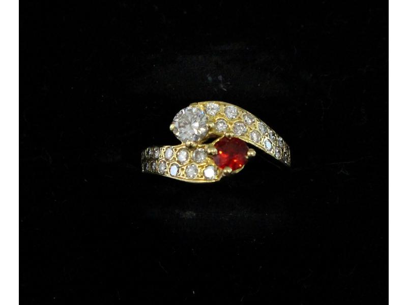 BAGUE Toi et Moi en or jaune (750), sertie...