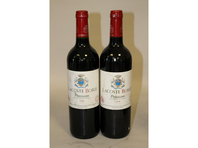 2 blles LACOSTE BORIE, Pauillac, 2008
