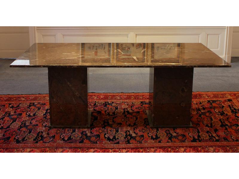 TABLE en pierre de fossiles à plateau rectangulaire...
