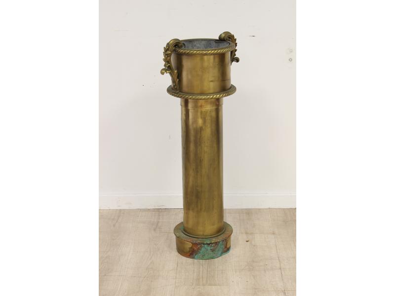 CACHE-POT cylindrique en bronze et laiton,...