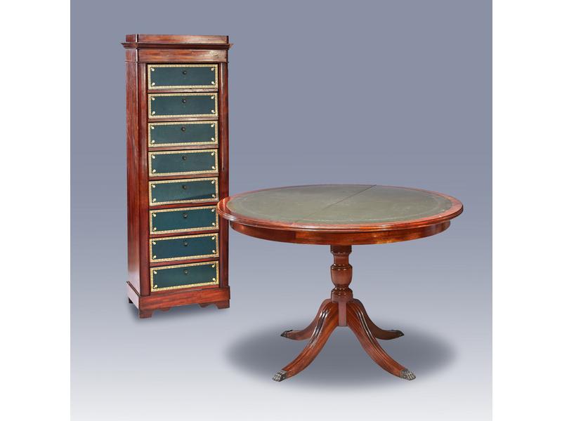 TABLE RONDE en acajou et placage d'acajou,...