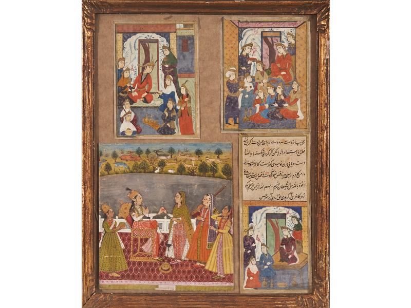 Trois peintures persanes et une indienne,...