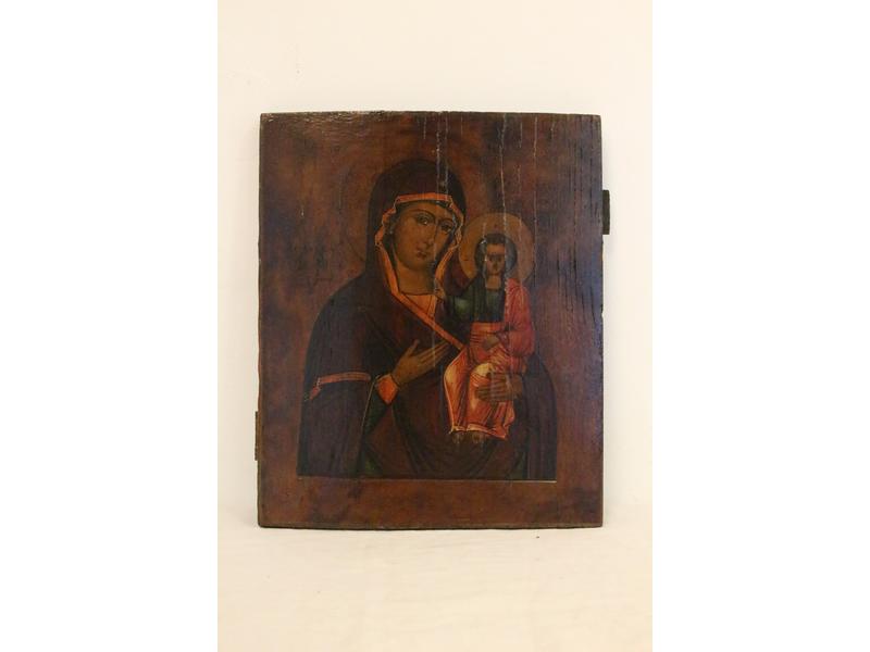 ICÔNE religieuse sur un panneau de chêne...