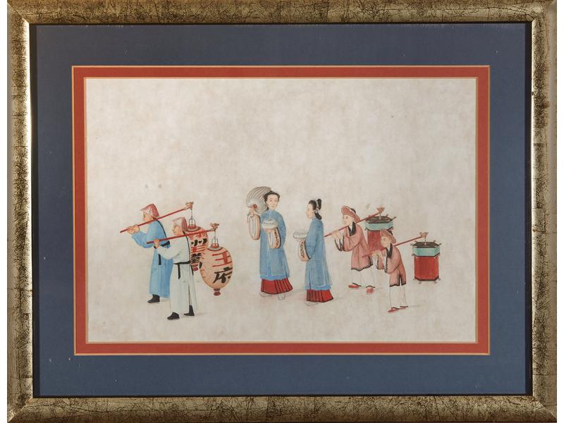 SUITE DE SIX GOUACHES sur papier représentant...