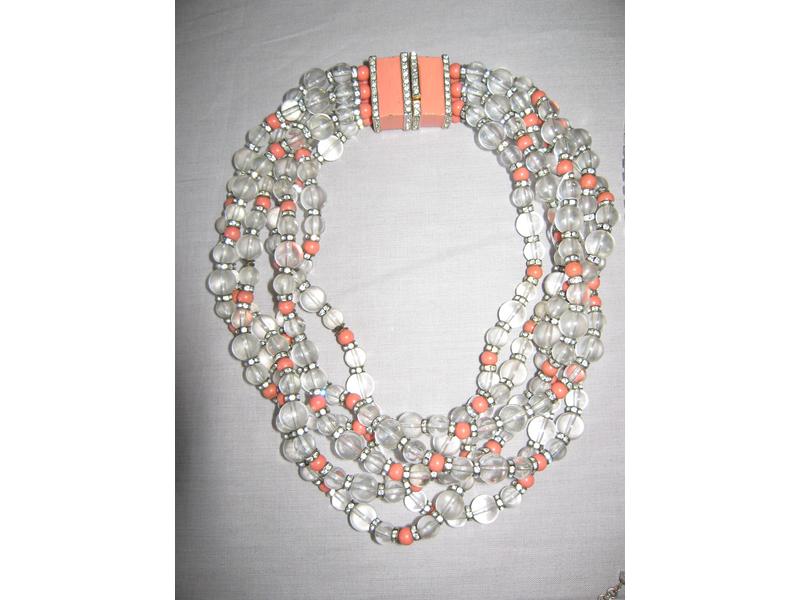 COLLIER FANTAISIE en perles transparentes...