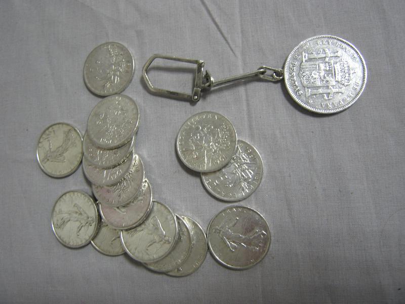 LOT DE PIECES en argent: 15x5 frs semeuses...