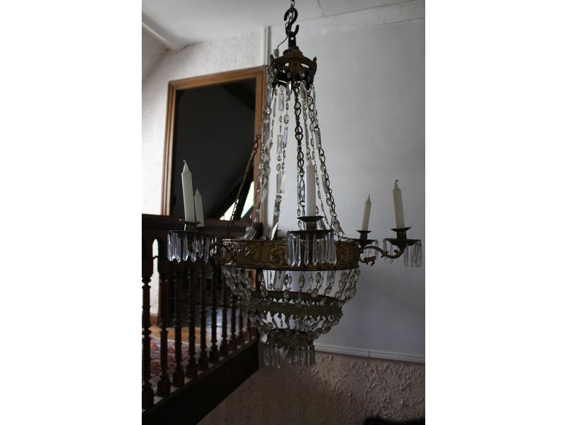 LUSTRE MONTGOLFIERE en cristal et laiton...