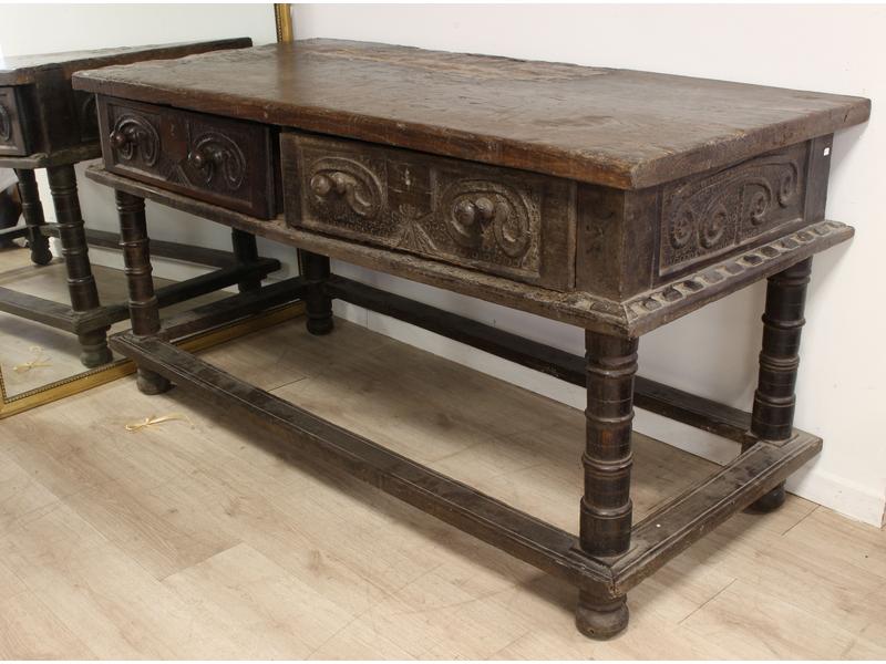 LARGE TABLE CONSOLE rectangulaire en chêne...