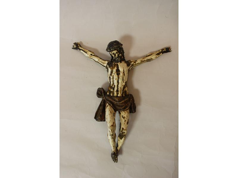 CHRIST en croix en bois sculpté laqué, XVIIIe...