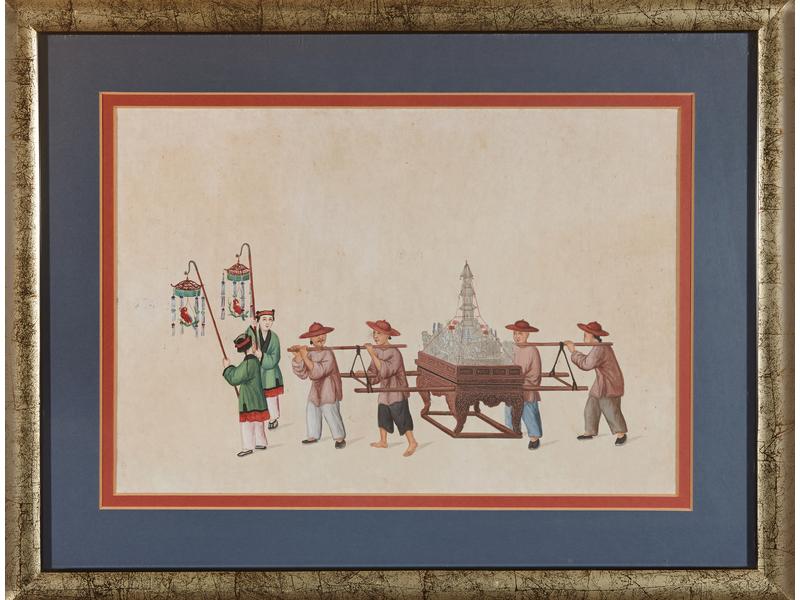 SUITE DE SIX GOUACHES sur papier représentant...