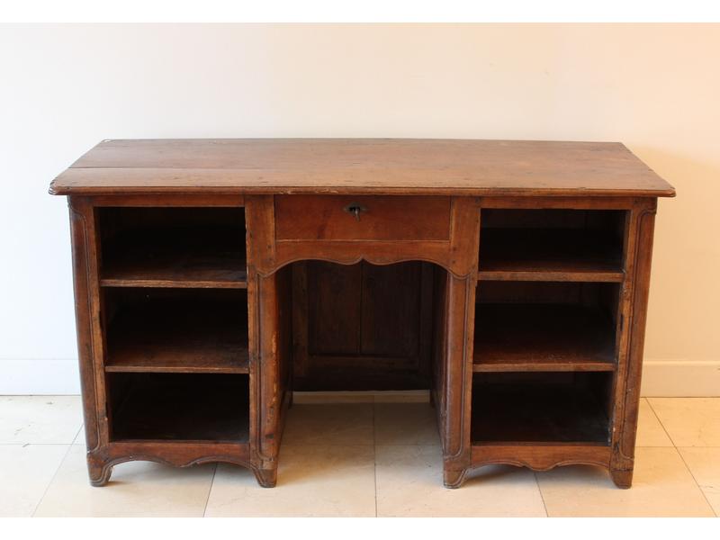 BUREAU rectangulaire en bois naturel à caissons...