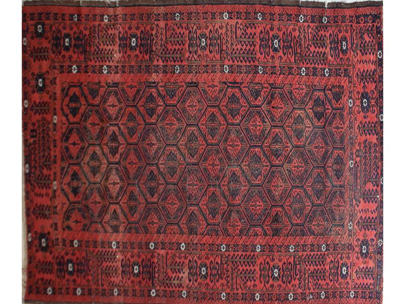 PETIT TAPIS GALERIE en laine, à décor de...