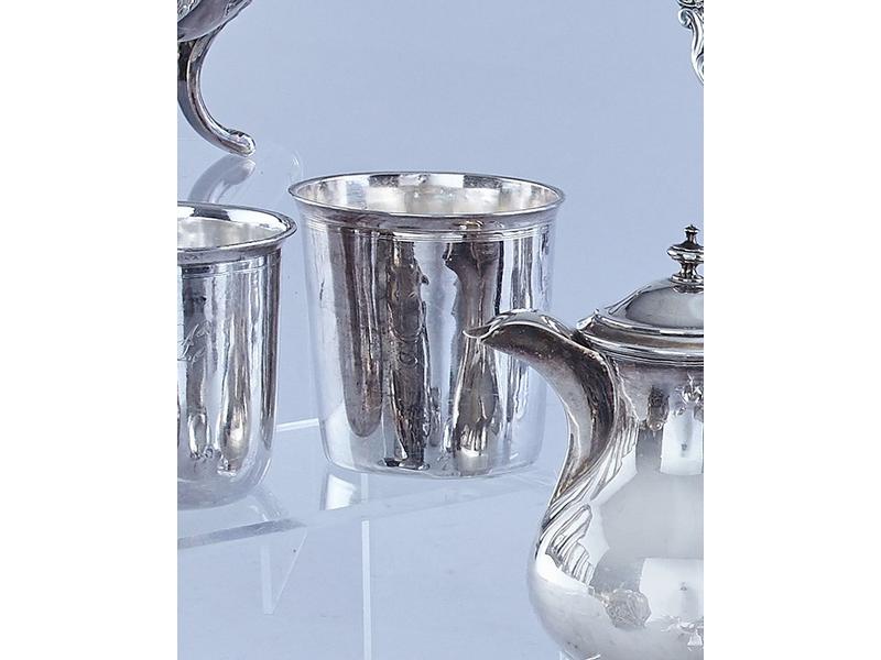 TIMBALE en argent uni chiffrée CB en got...