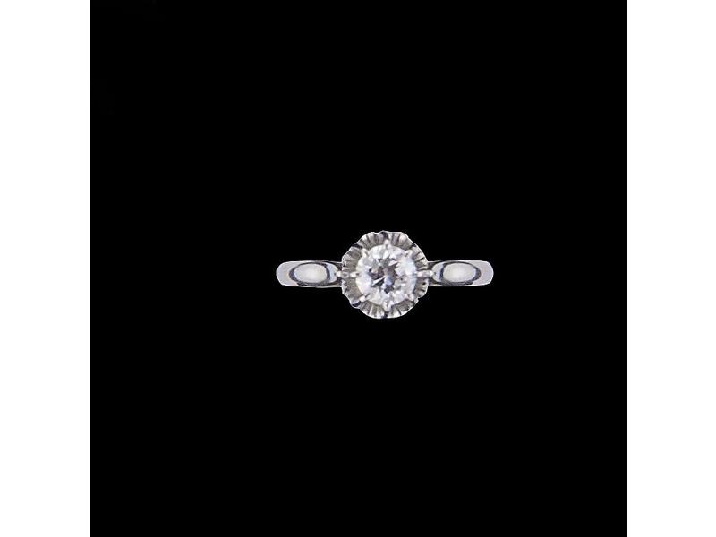 BAGUE solitaire en or gris (18K) et platine...