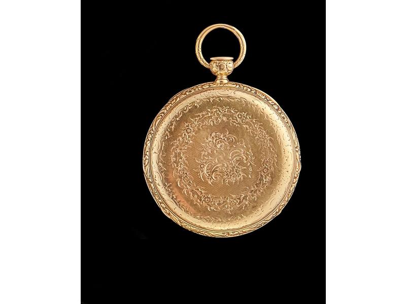 MONTRE de poche en or jaune (18K), à décor...