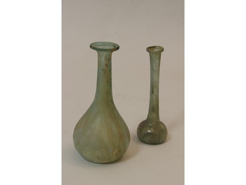 DEUX VASES en verre légèrement irisé, l'un...