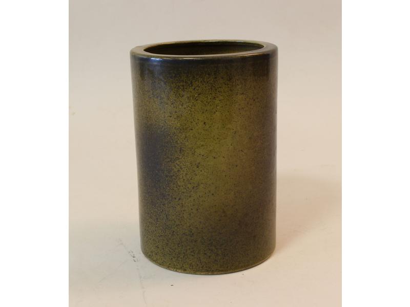POT CYLINDRIQUE en céramique à glaçure verte...