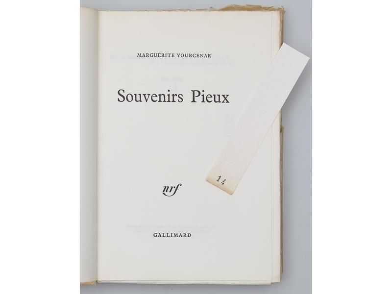 YOURCENAR (M.), Souvenirs pieux. Gallimard,...