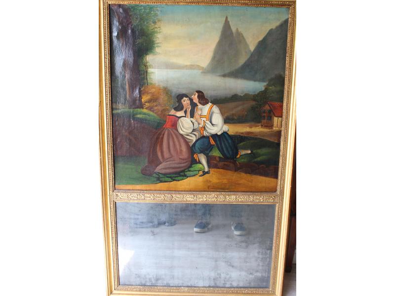 TRUMEAU rectangulaire à décor en partie haute...