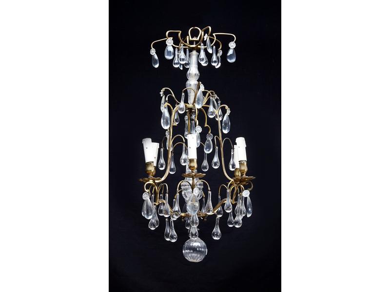 LUSTRE CAGE à pampilles et gouttes en cristal...