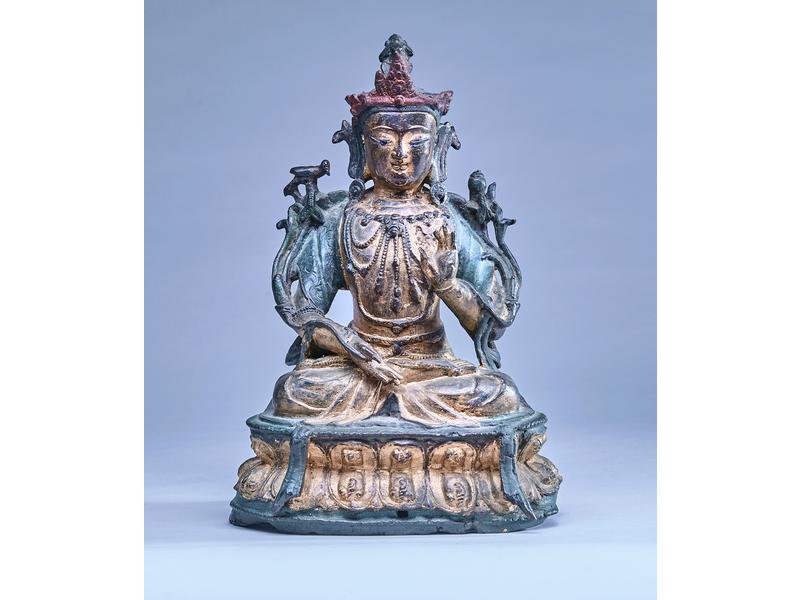 GUANYN avalokitshvara en bronze polychromé...