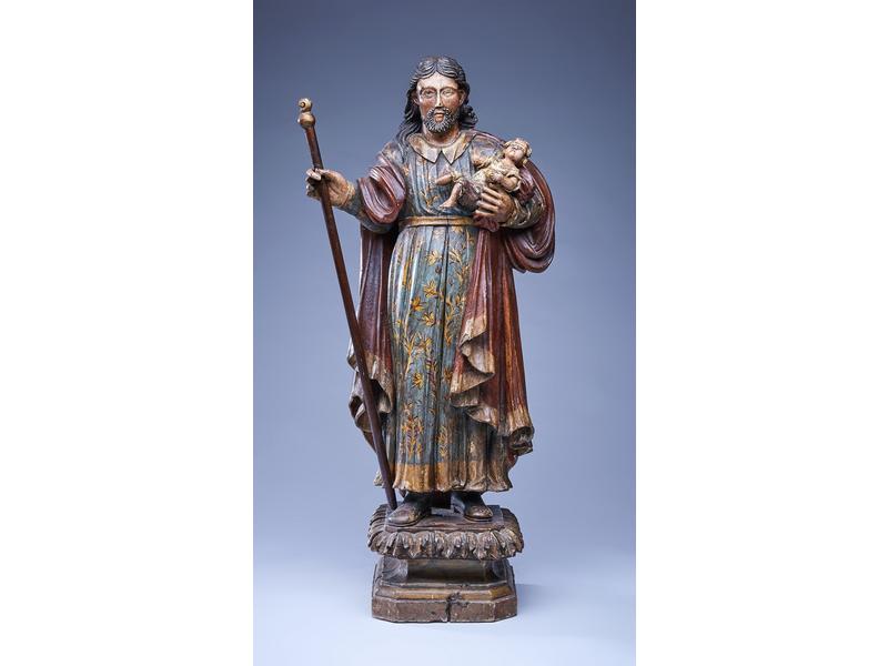 SAINT-PERSONNAGE portant l'Enfant Jésus en...