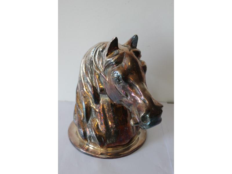 TÊTE DE CHEVAL en bronze argenté