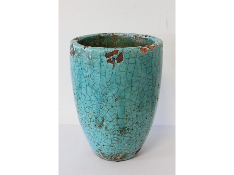 VASE tulipe en grès émaillé vert turquoi...