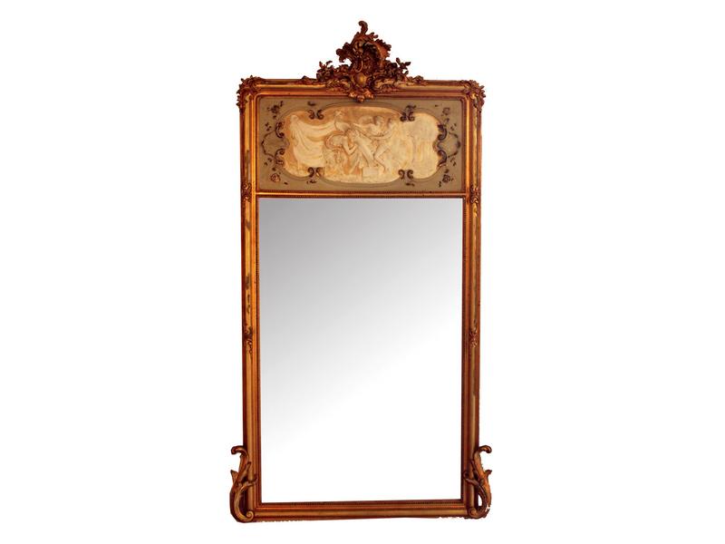 MIROIR rectangulaire formant trumeau, à décor...