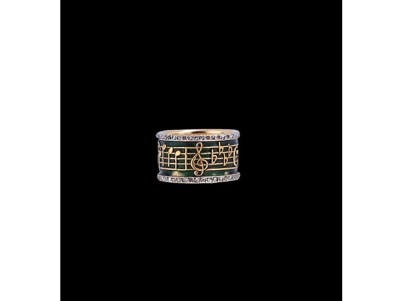 BAGUE anneau en ors jaune et gris (18K) à...