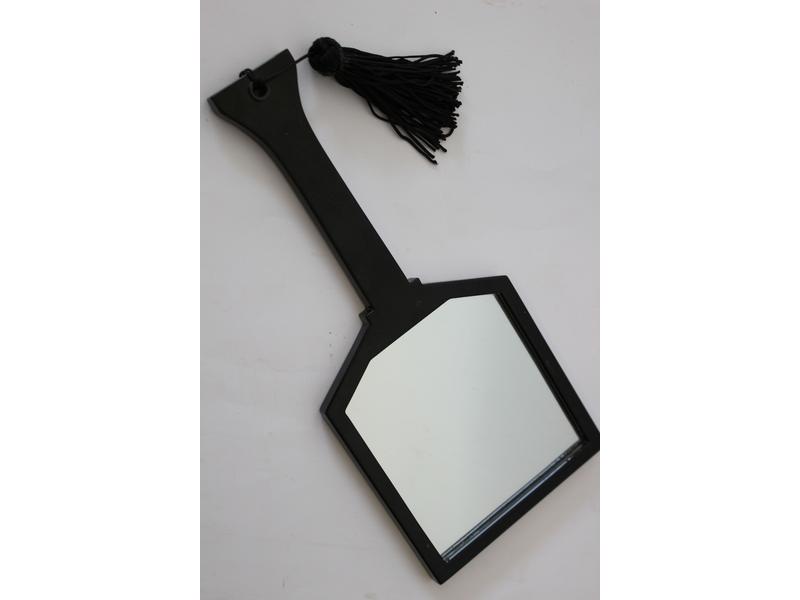 MIROIR A MAIN en laque noire et beige de...