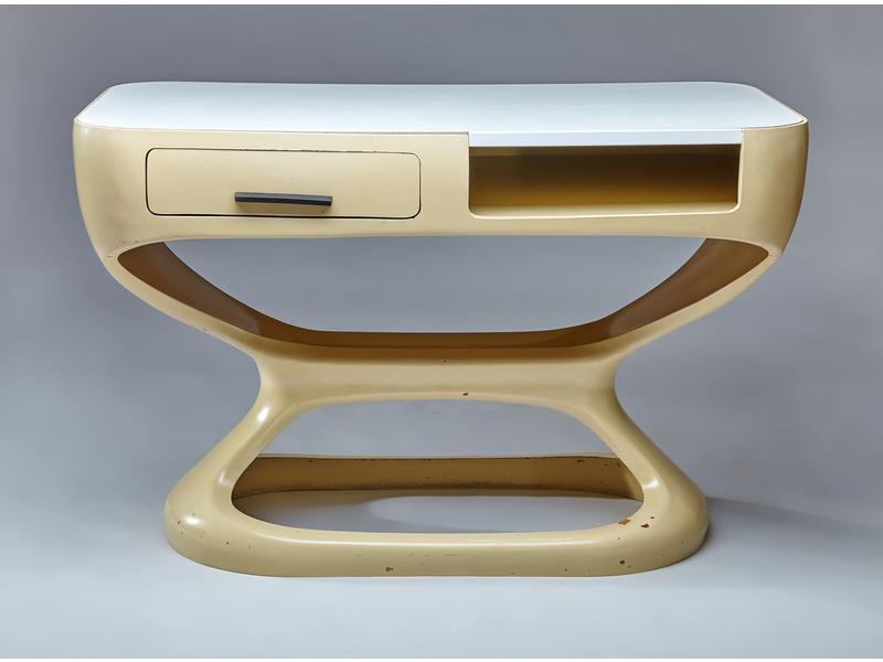 BUREAU en fibre de verre laqué crème ouvrant...