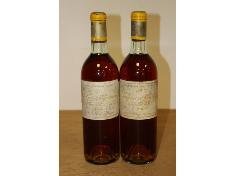 2 Blles CH. D'YQUEM 1er Cru Sup. Sauternes...