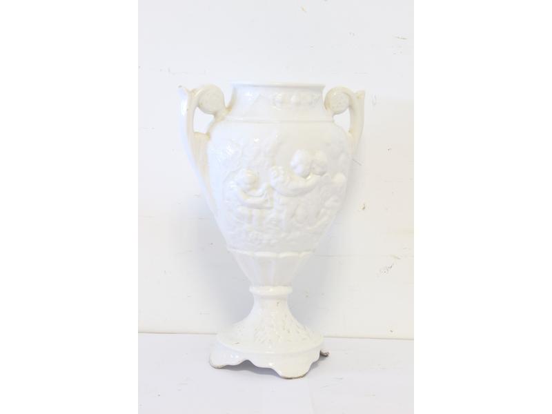 VASE balustre à deux anses en céramique blanche,...