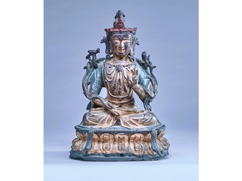 GUANYN avalokitshvara en bronze polychromé...