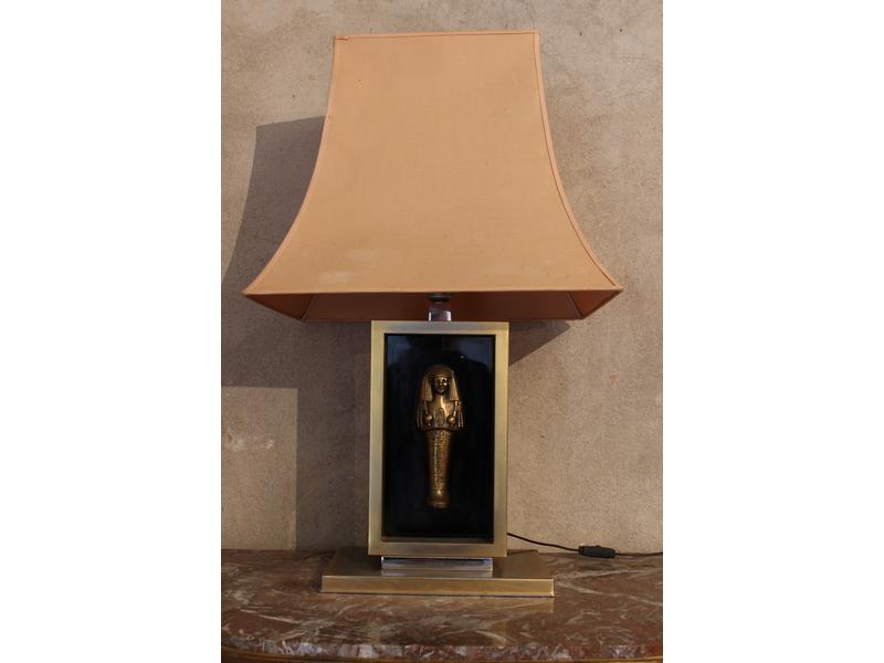 LAMPE rectangulaire en métal doré et verre...