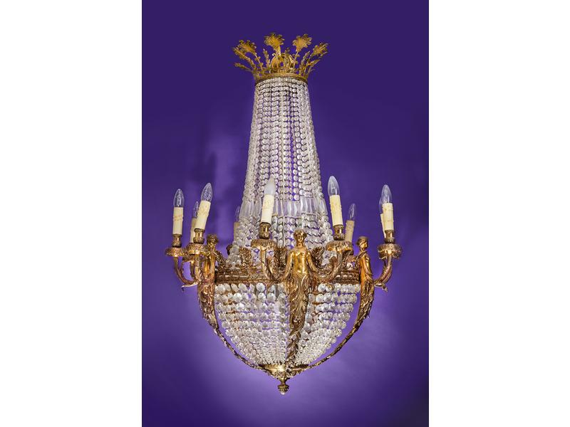 LUSTRE montgolfière en bronze et laiton,...