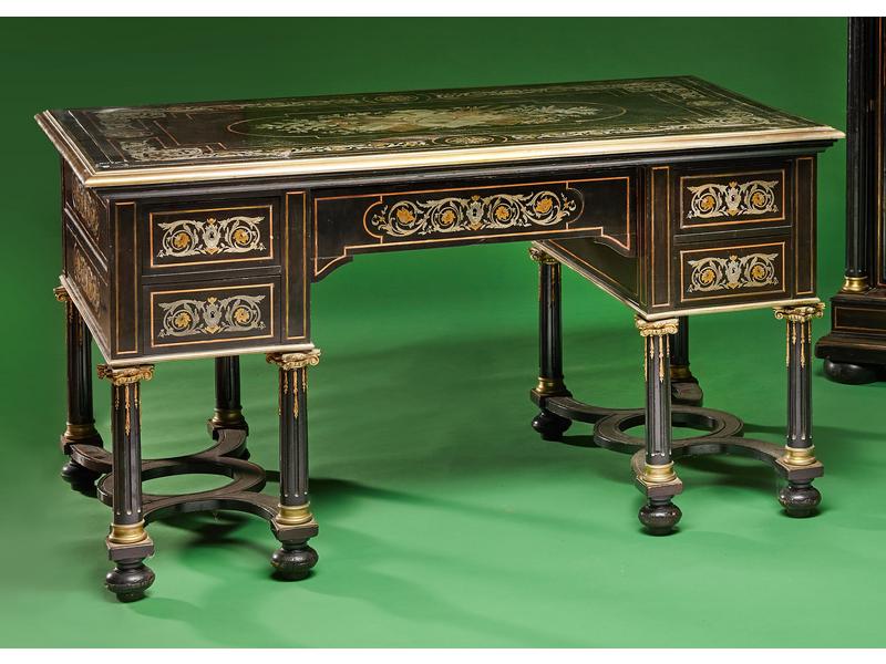 BUREAU rectangulaire à caissons, en bois...