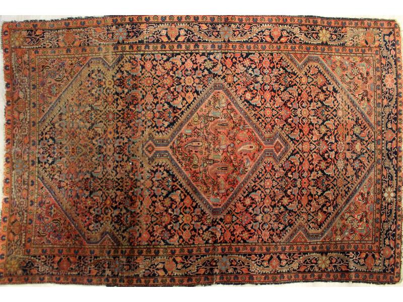 TAPIS rectangulaire en laine à décor de fleurs...