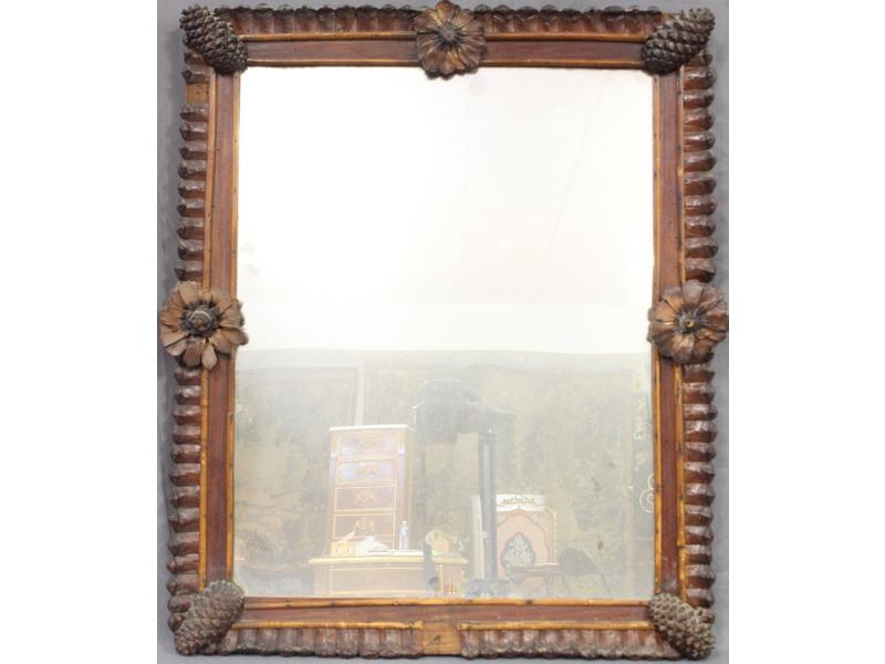 MIROIR cadre en pin et pommes de pins