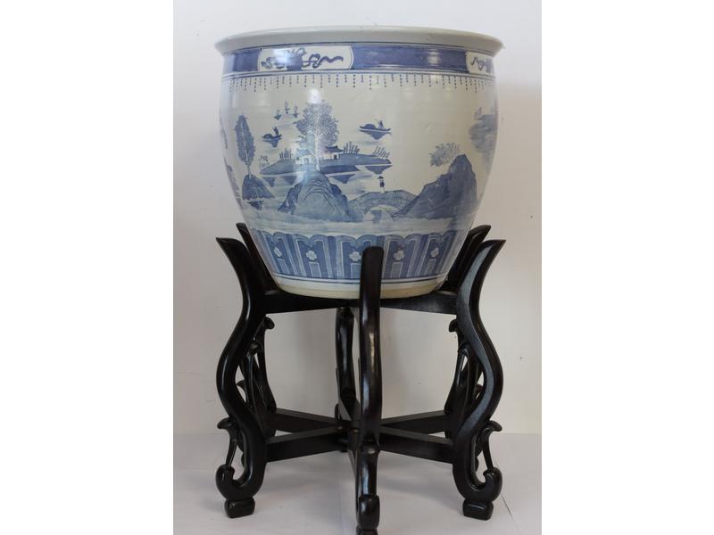 GRAND CACHE POT circulaire en porcelaine...