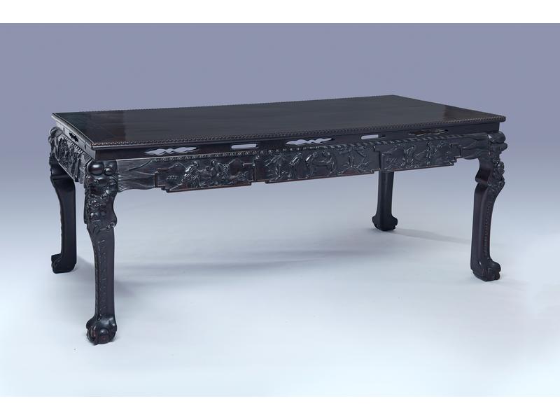 GRANDE TABLE rectangulaire en bois exotique,...