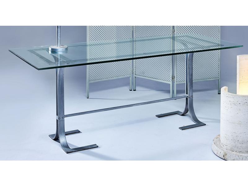 TABLE rectangulaire à plateau en verre, reposant...