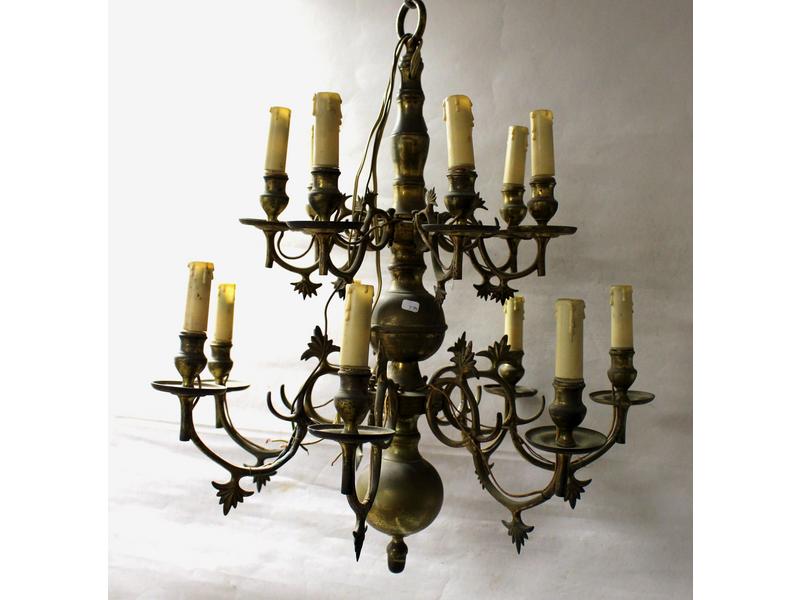 LUSTRE de style Hollandais en laiton à 14...